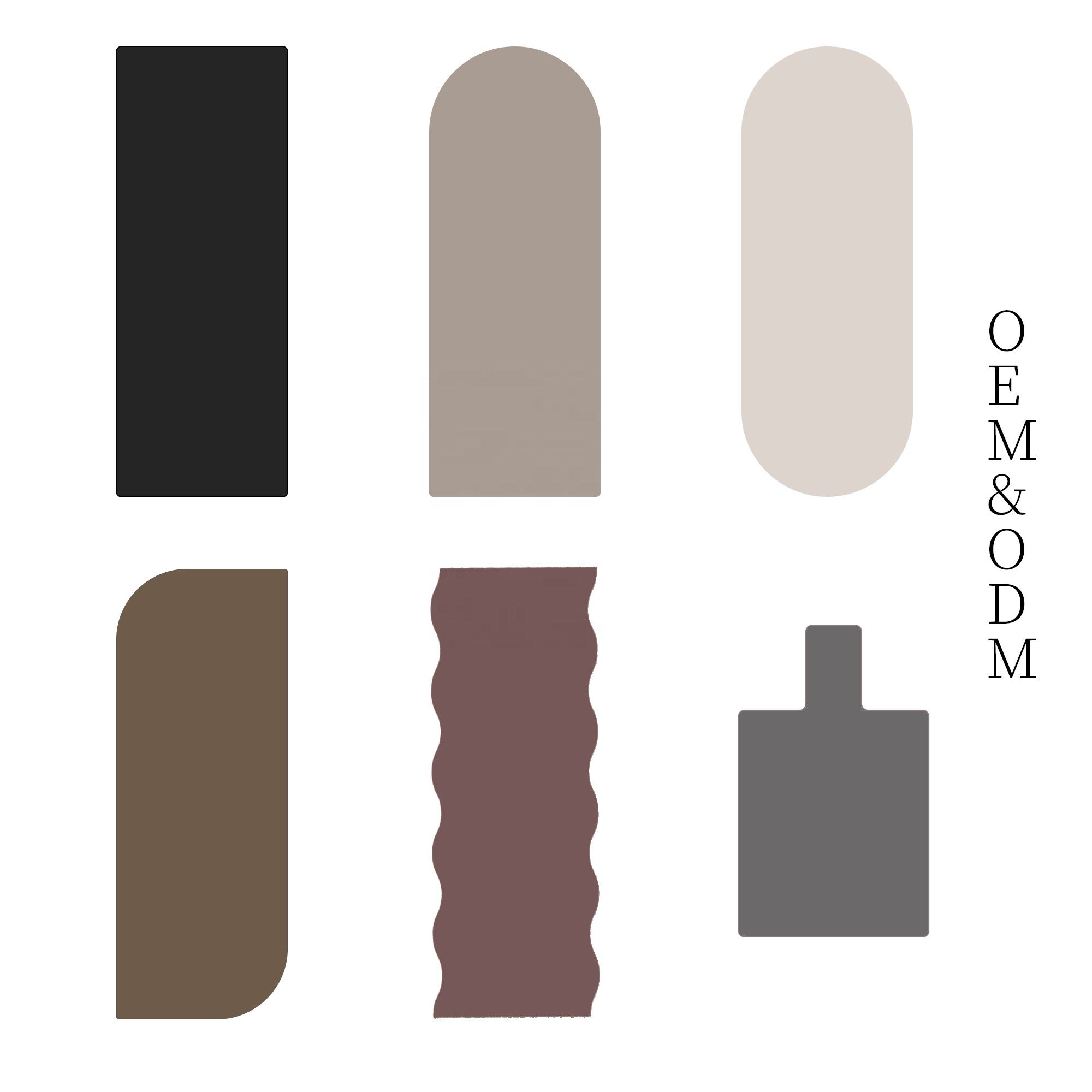Custom PU yoga mat shapes including rectangular, arched, oval and wave-edge designs