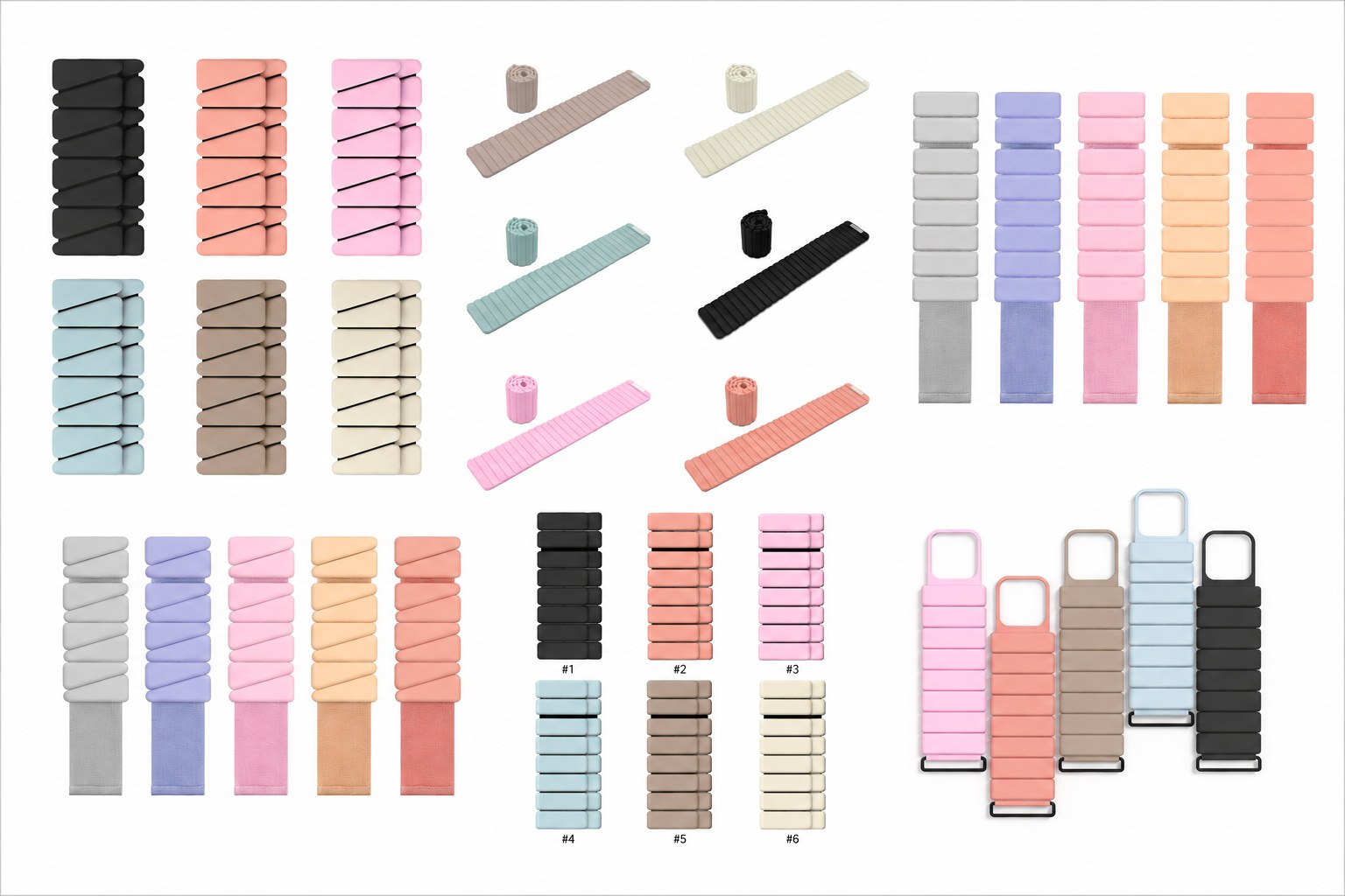 Custom silicone ankle and wrist weights in multiple colors and adjustable wearable styles