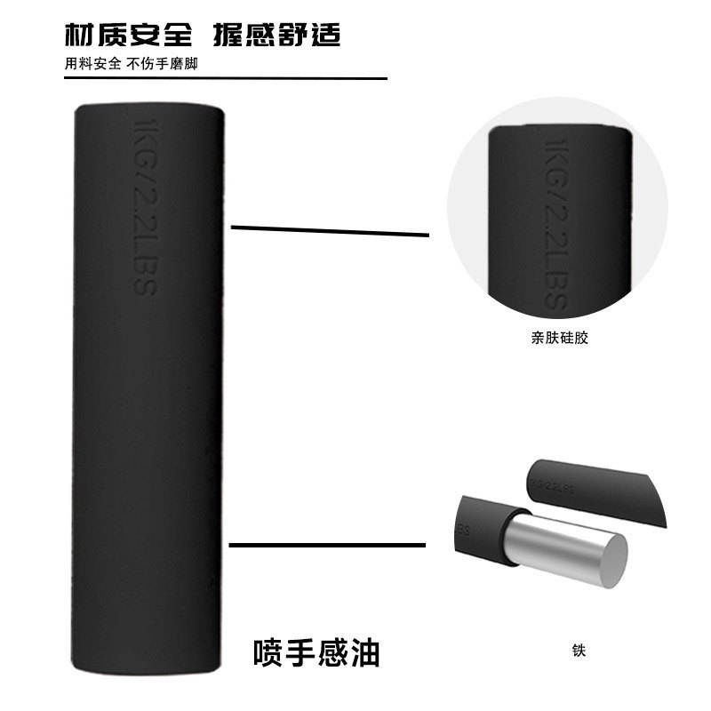 Flat-end silicone dumbbell detail showing silicone coating and iron core