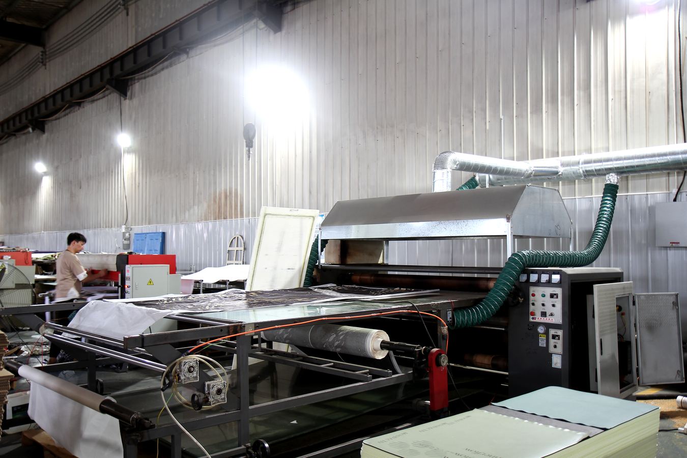 Yoga mat heat transfer production equipment at TORQUE factory