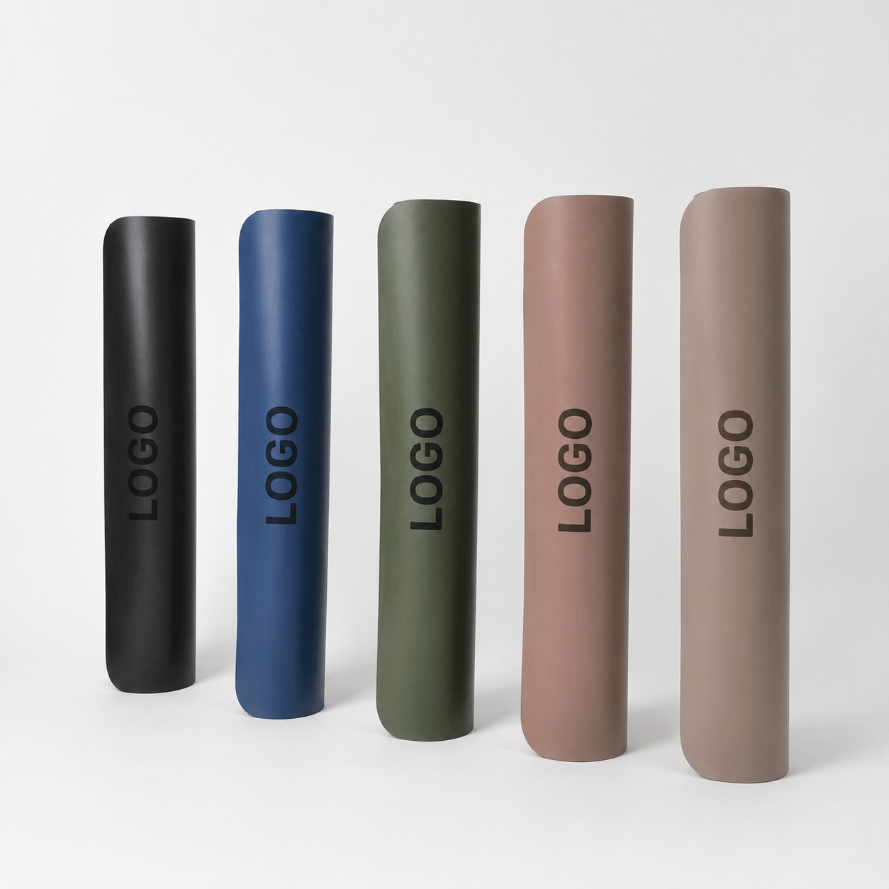 Blank beige custom PU yoga mat with curved end